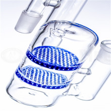 Double Perc Glaspfeife für Aschenfänger mit buntem (ES-AS-003)